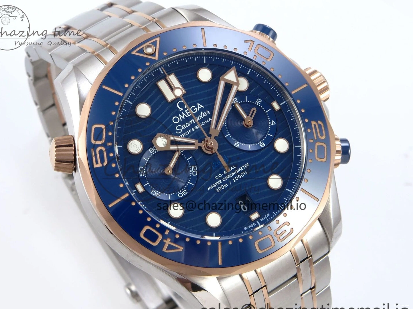 0131 Seamaster 300m Chrono SS RG OMF 1:1 Best Edition Blue Dial on SS RG Bracelet A Timeless 7686